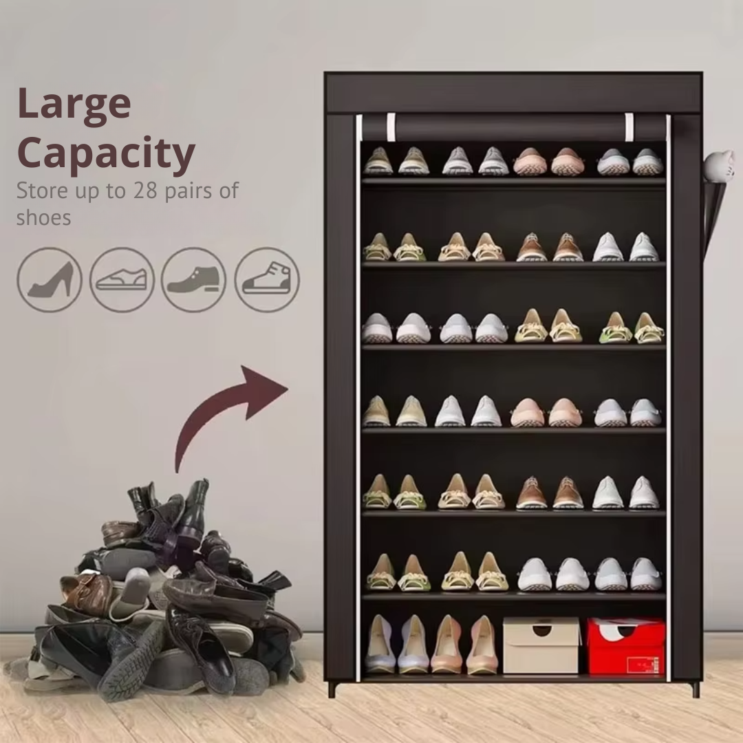 Space-Saving Shoe Rack With Retractable Screen