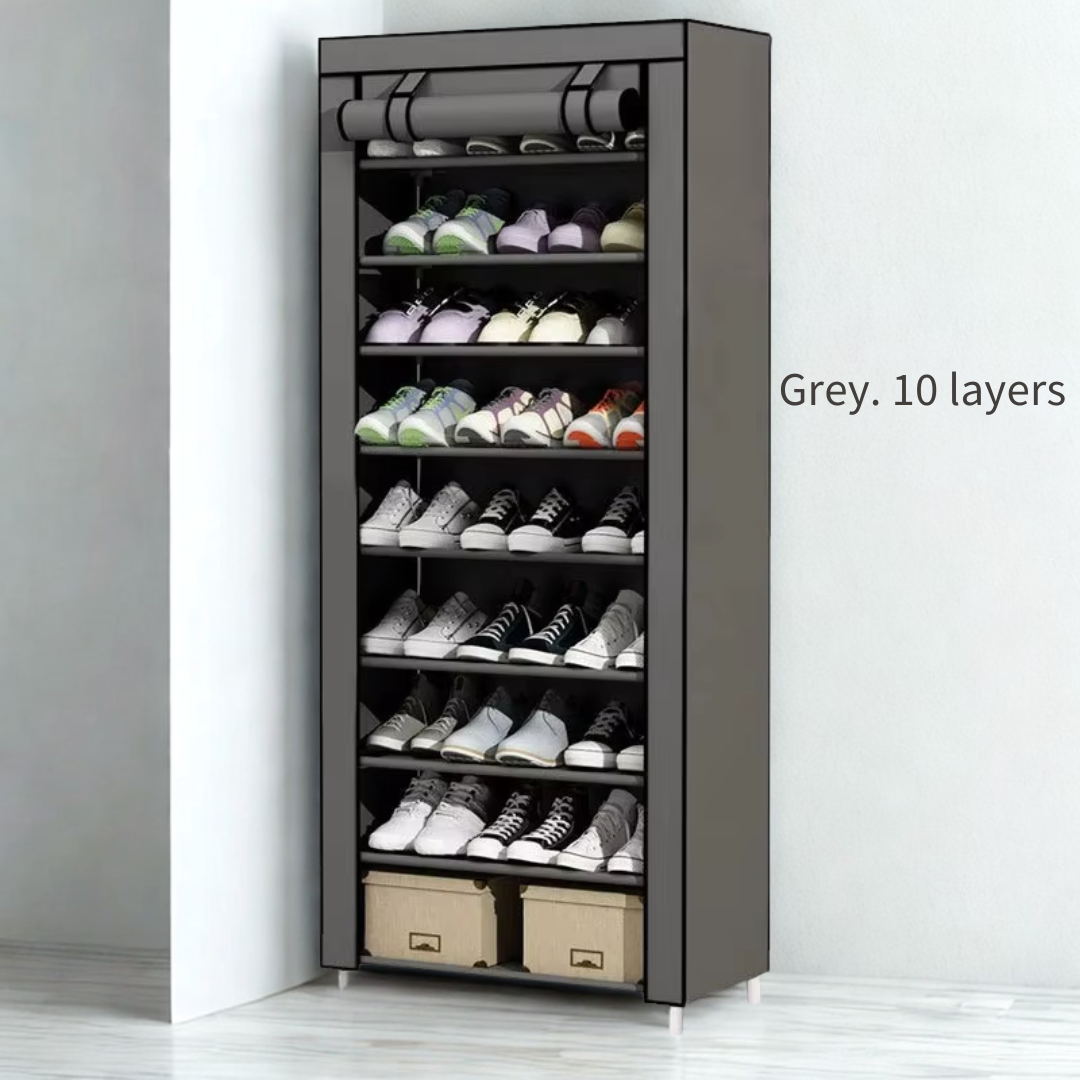 Space-Saving Shoe Rack With Retractable Screen