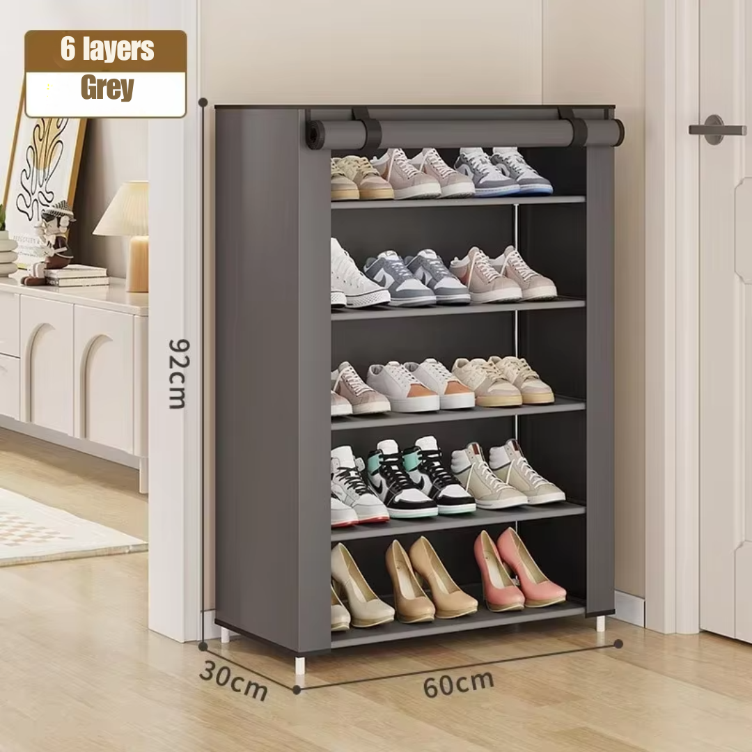 Space-Saving Shoe Rack With Retractable Screen