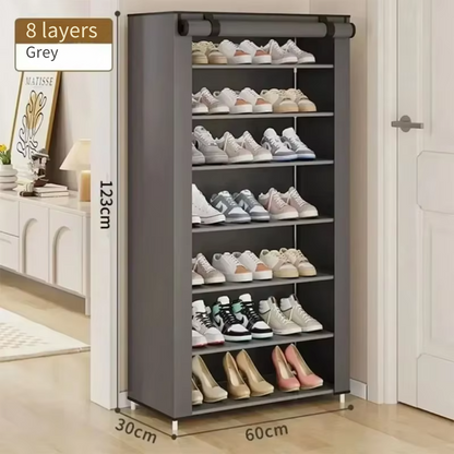 Space-Saving Shoe Rack With Retractable Screen
