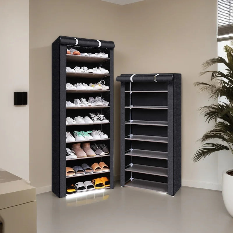 Space-Saving Shoe Rack With Retractable Screen