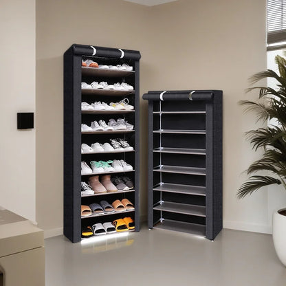 Space-Saving Shoe Rack With Retractable Screen